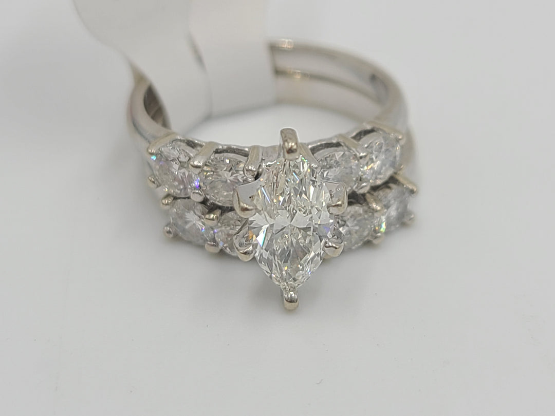 k745 Gorgeous 14kt White Gold Marquise Diamond Wedding Set