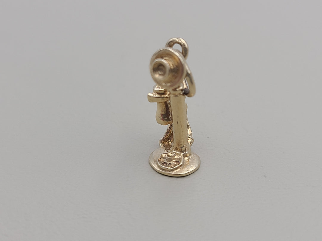 k855 Adorable Antique Phone Charm set in 14kt Yellow Gold