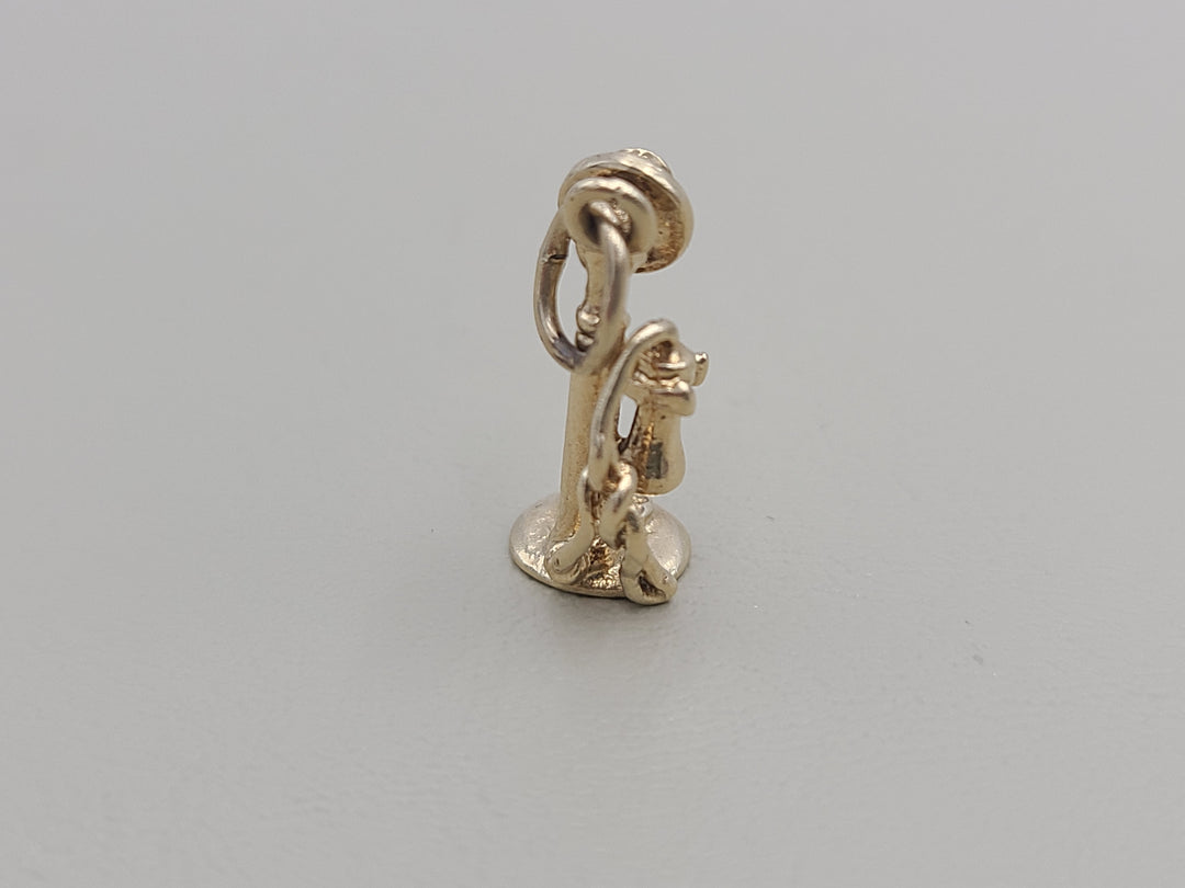 k855 Adorable Antique Phone Charm set in 14kt Yellow Gold