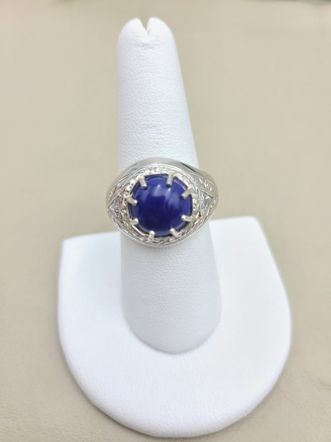 k899 Exquisite Men's Platinum Lapis Lazuli and Diamond Ring