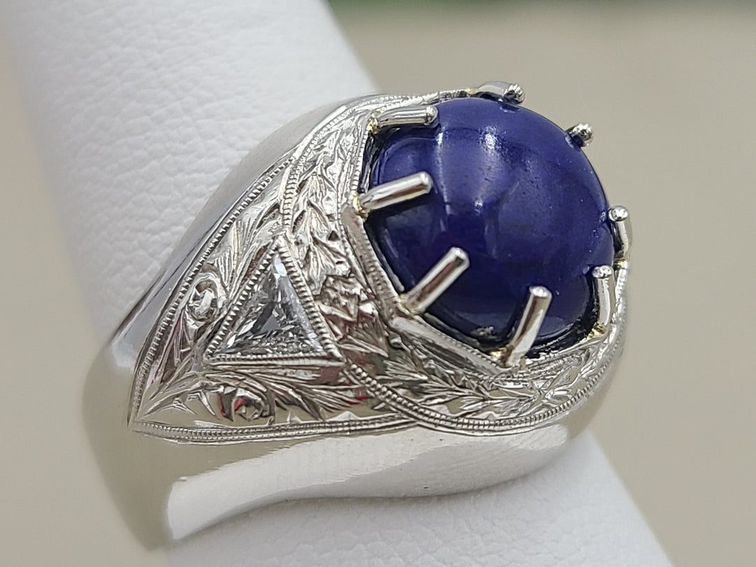 k899 Exquisite Men's Platinum Lapis Lazuli and Diamond Ring