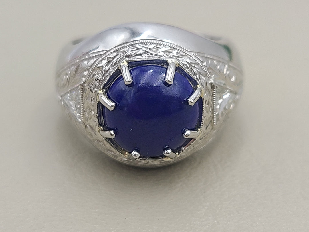 k899 Exquisite Men's Platinum Lapis Lazuli and Diamond Ring