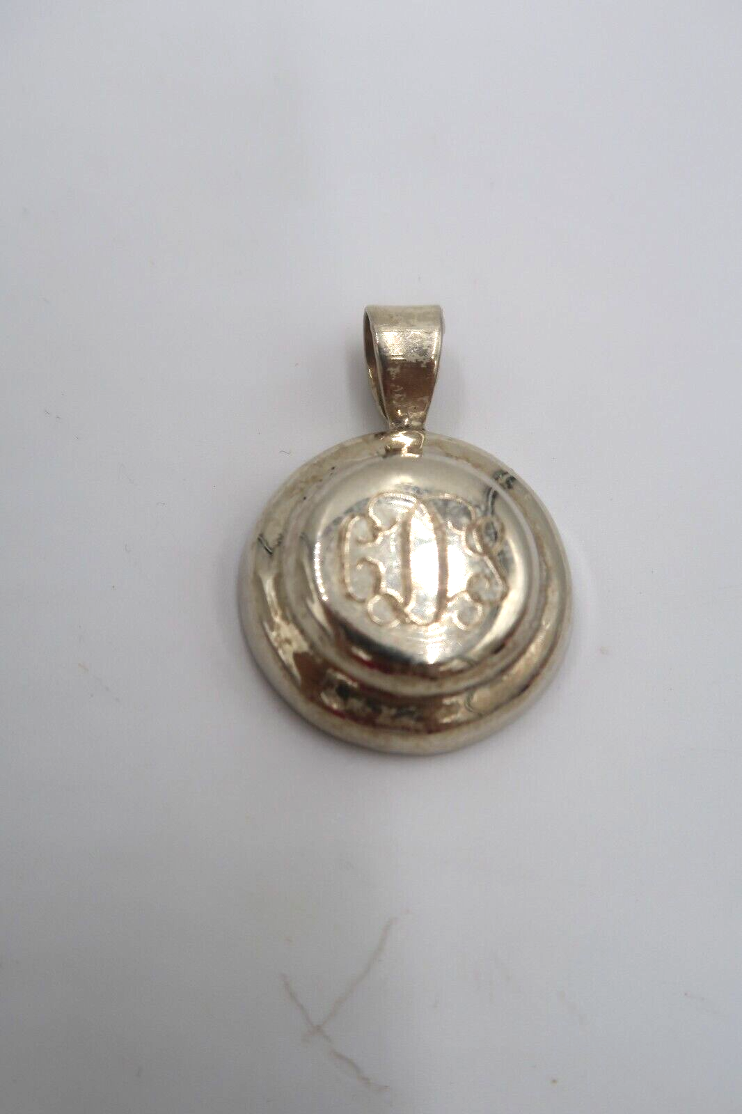 t597 Sterling Silver Etched Monogrammed Pendant