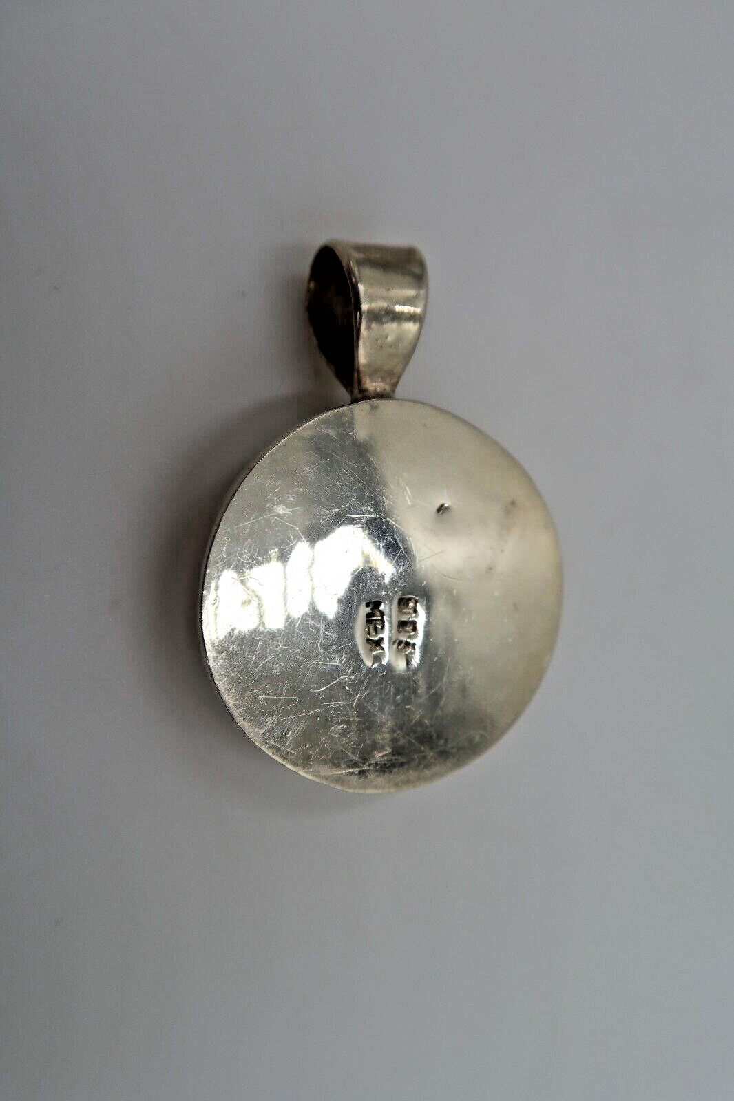 t597 Sterling Silver Etched Monogrammed Pendant