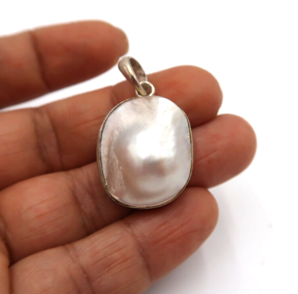 t598 Sterling Silver Baroque Pearl Pendant