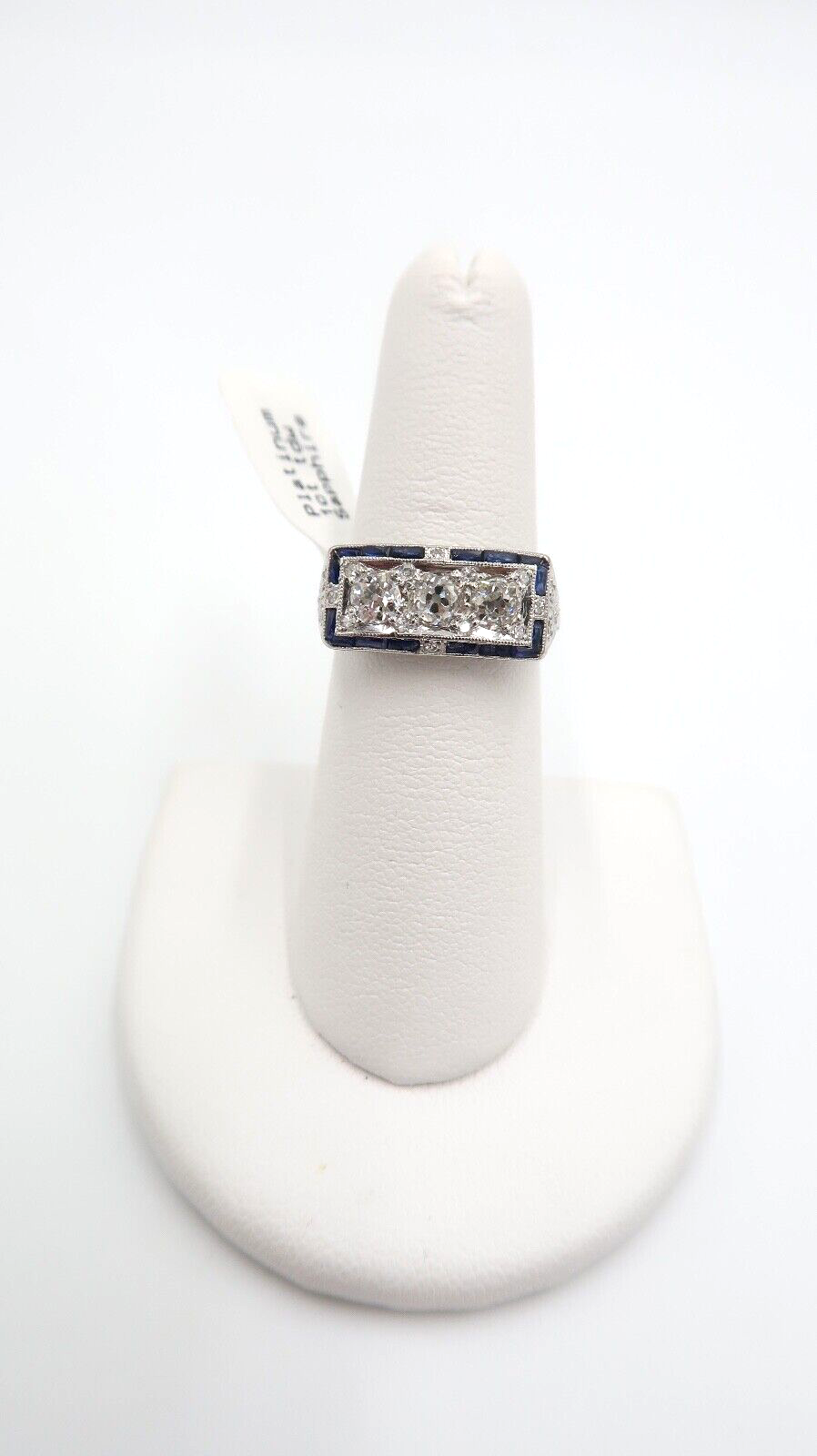 t548 Stunning Platinum 1ct Diamond and Sapphire Ring Size 6.5