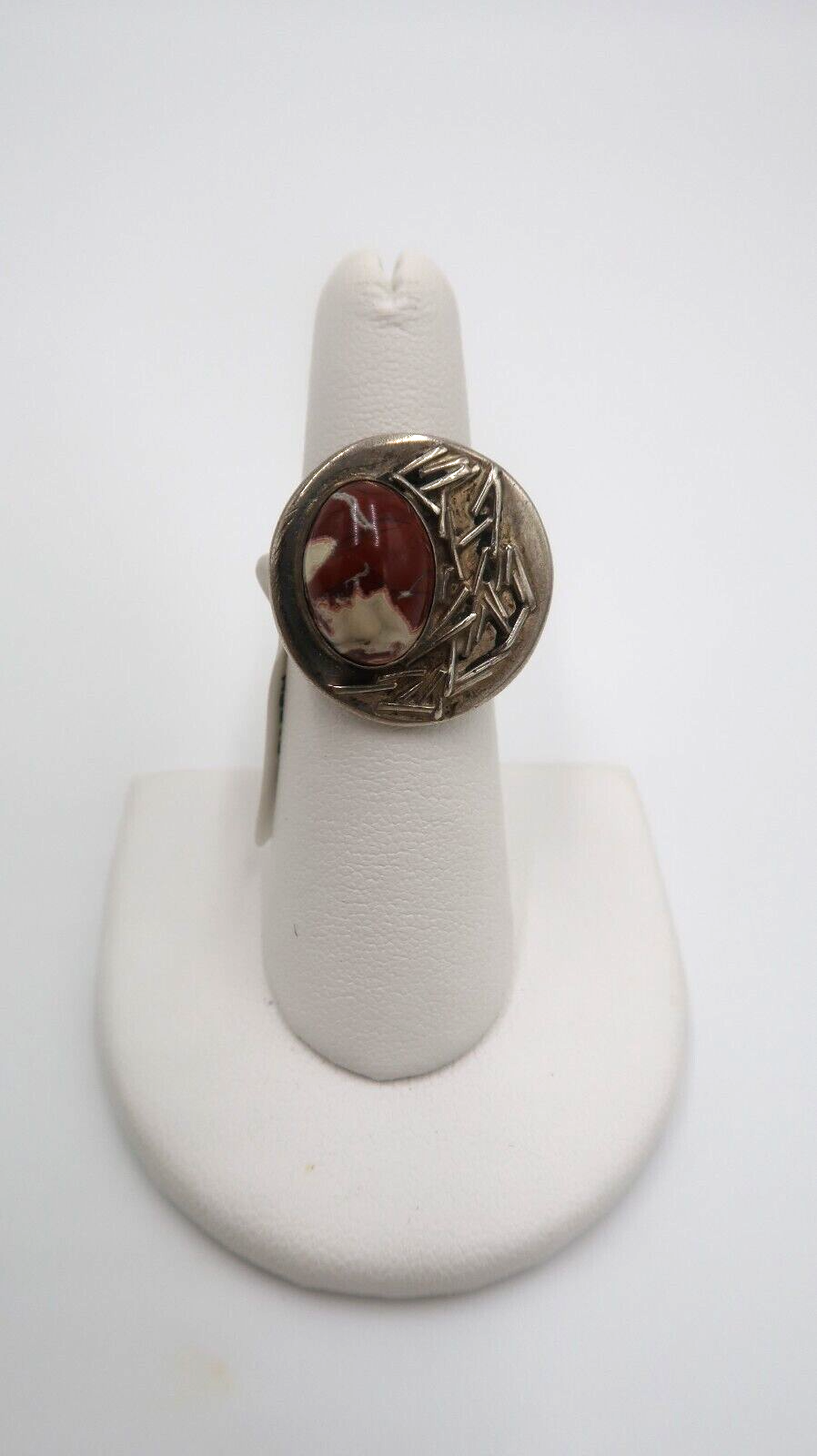 t540 Sterling Silver Red Agate Ring Size 6