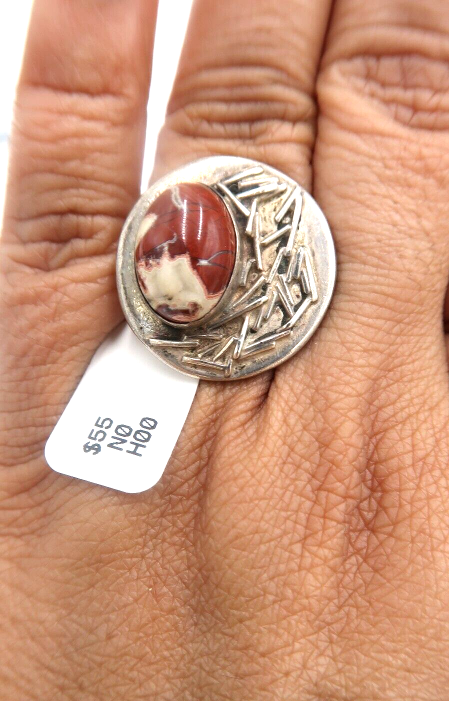 t540 Sterling Silver Red Agate Ring Size 6