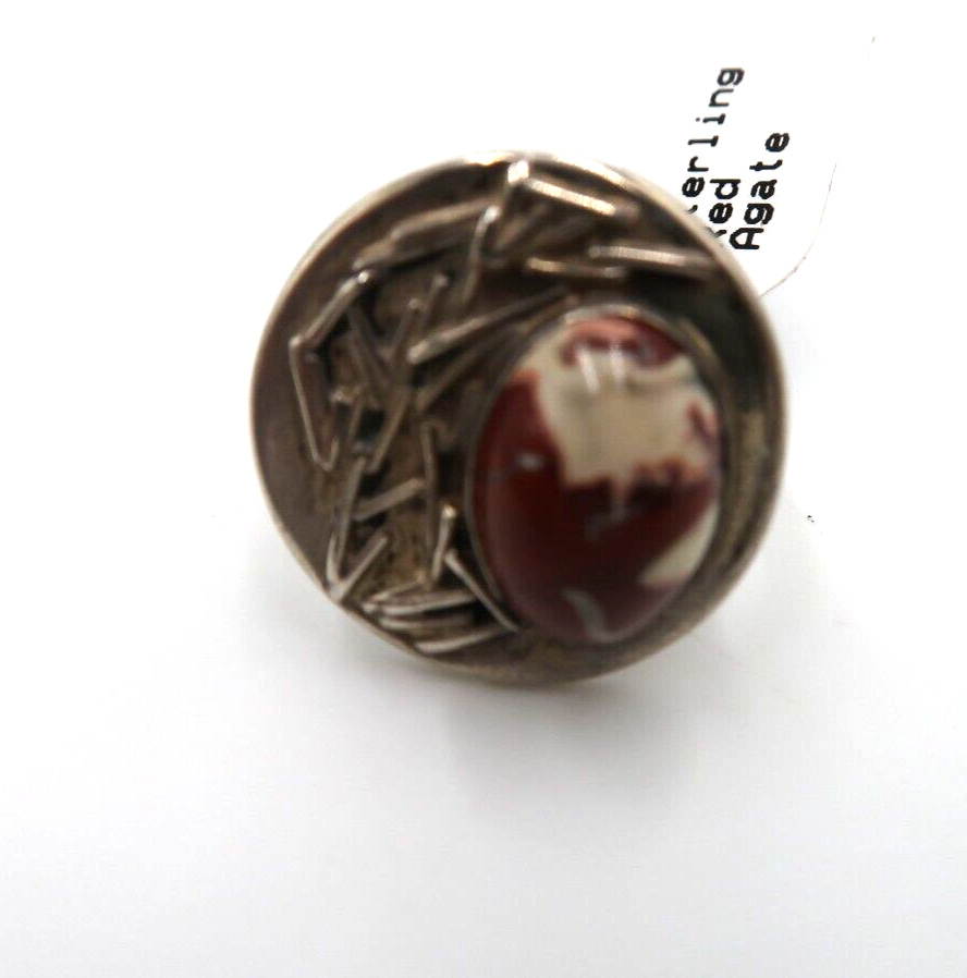 t540 Sterling Silver Red Agate Ring Size 6