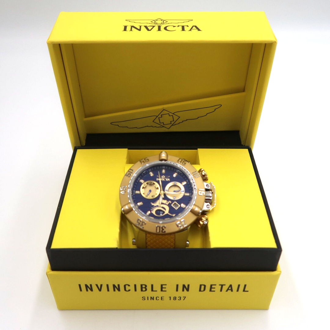 t581 INVICTA 33406 Men's 56mm Goldtone/Blue Grand Subaqua Noma III Bracelet Watch