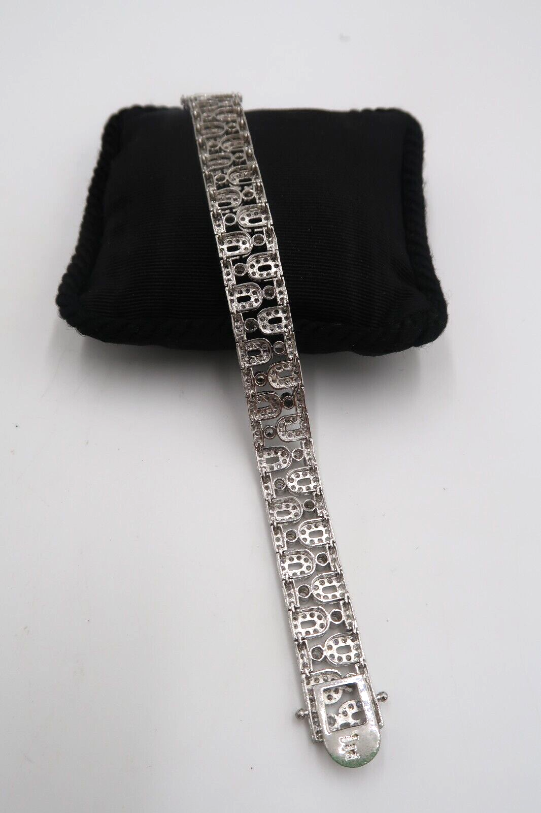 t588 Sterling Silver Signed Cubic Zirconia Bracelet