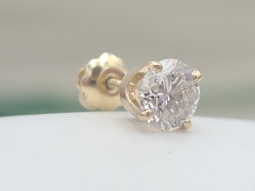 k911 Simple Unisex 14kt Yellow Gold .50cts Diamond Stud Single Earring