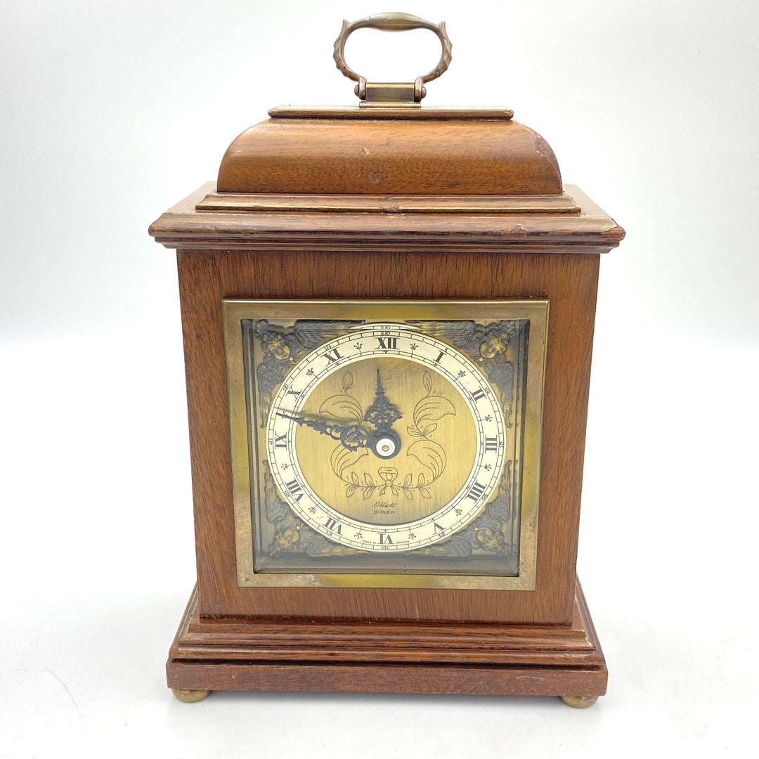 u425 Elliott London Chinoiserie Table Clock Brown Gold Tone