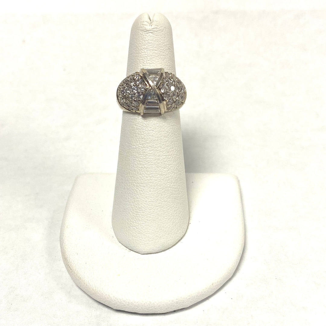 u647 Vintage Sterling Silver 925 Cubic Zirconia Multi Stone Ring Size 5