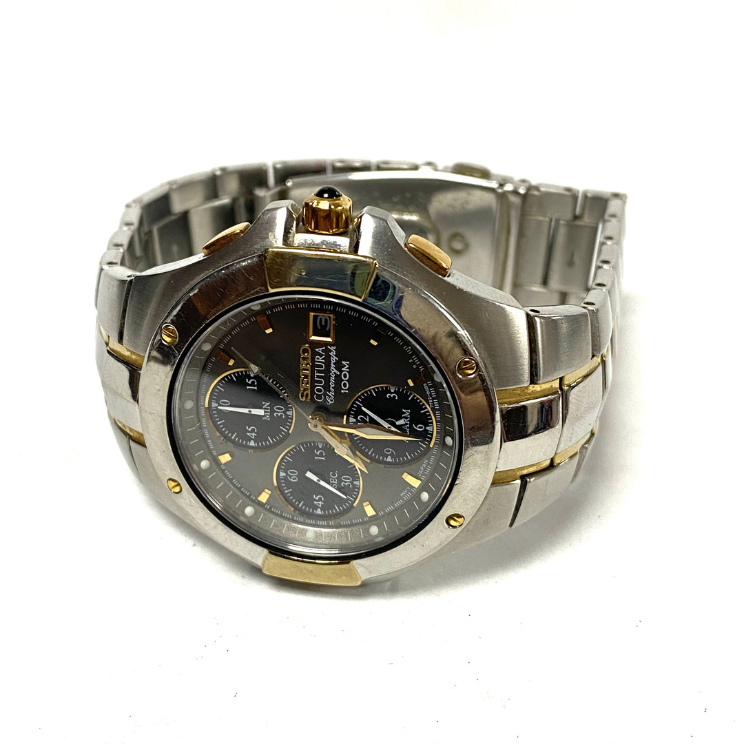 u705 Seiko Coutura Japan Chronograph Stainless Steel WR 10Bar Quartz Wrist Watch