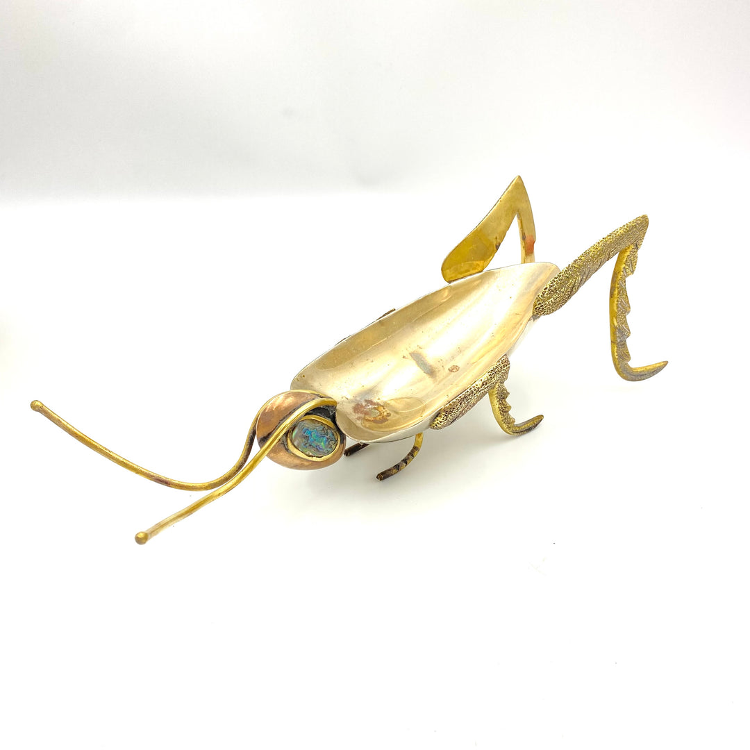 u742 Handmade Metal Abalone Grasshopper Los Castillo style 60's Mexican dish