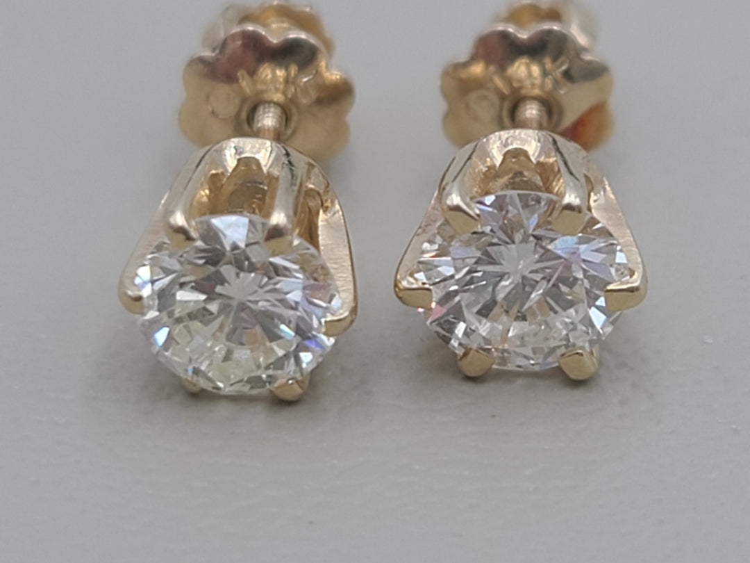 k884 Unisex 14kt Yellow Gold .90cts Diamond Stud Earrings