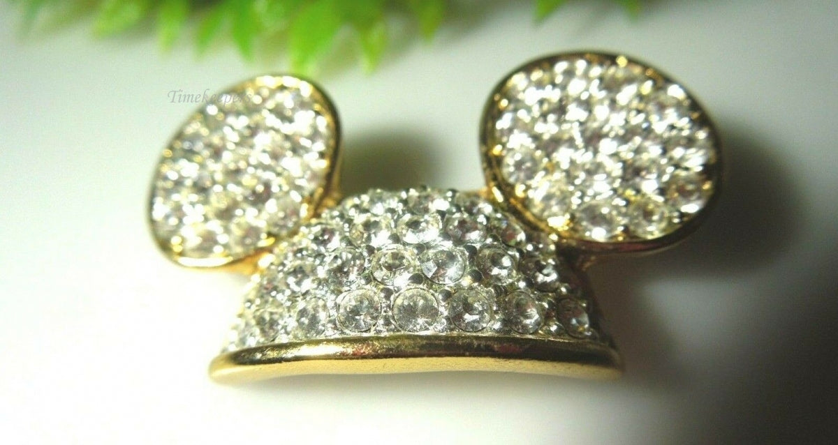 q432 Disney Mickey Mouse Ears Rhinestone Crystal Brooch Pin