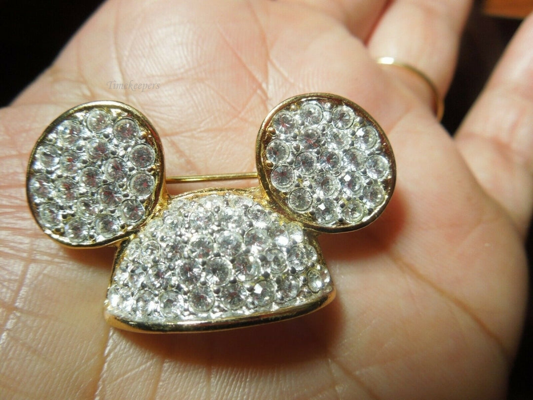 q432 Disney Mickey Mouse Ears Rhinestone Crystal Brooch Pin