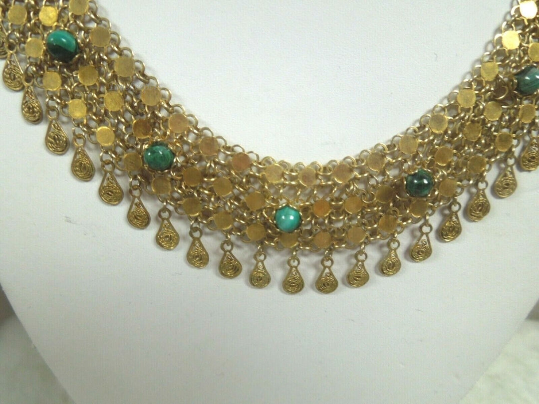 r081 Vintage Traditional Beautiful Gold Filled Necklace Set with Matching earrings