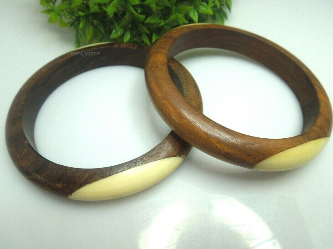 q483 2 Indian Wood Bangles iVR Mosaic Inlay Size 2.5 Inches