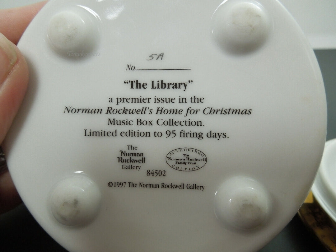 g382 Classic Norman Rockwell Music Box Featuring "The Library"