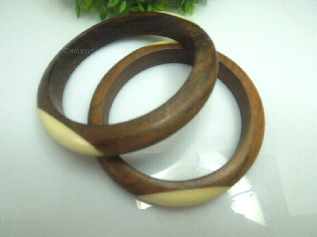 q483 2 Indian Wood Bangles iVR Mosaic Inlay Size 2.5 Inches