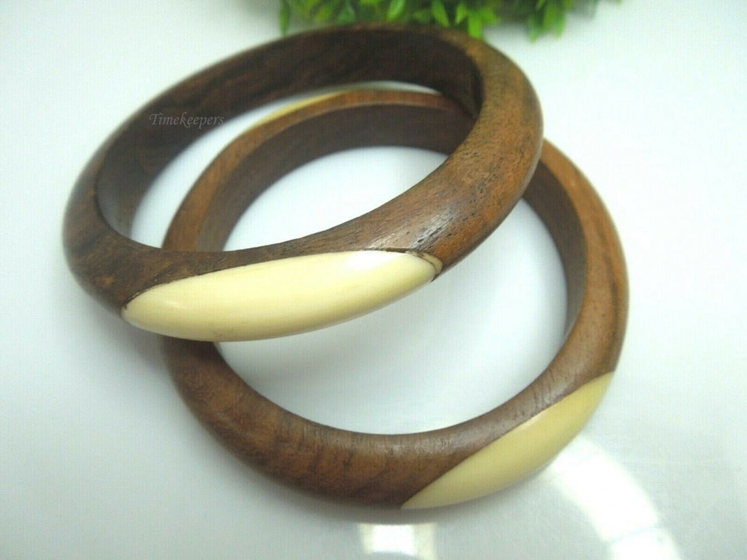 q483 2 Indian Wood Bangles iVR Mosaic Inlay Size 2.5 Inches