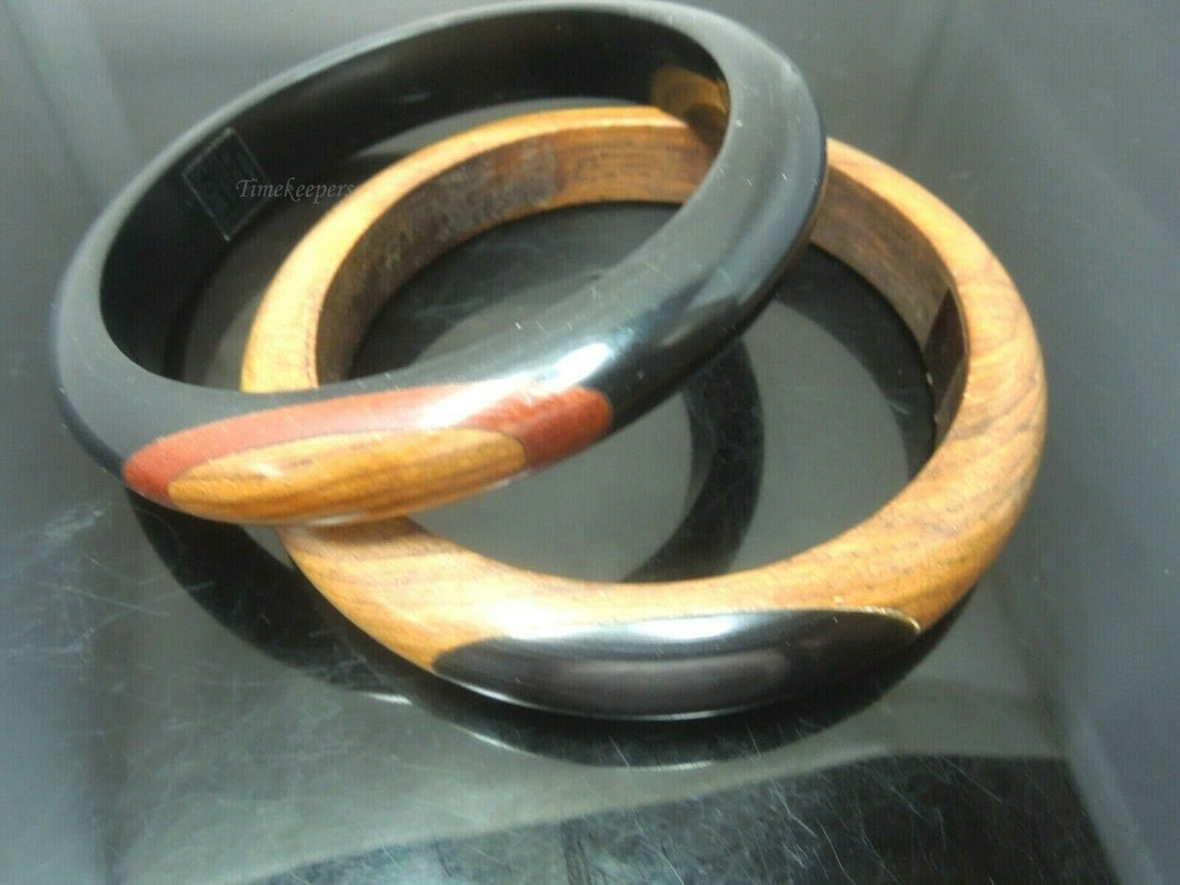 q484 2 Indian Wood Bangles iVR Mosaic Inlay Size 2.8 Inches