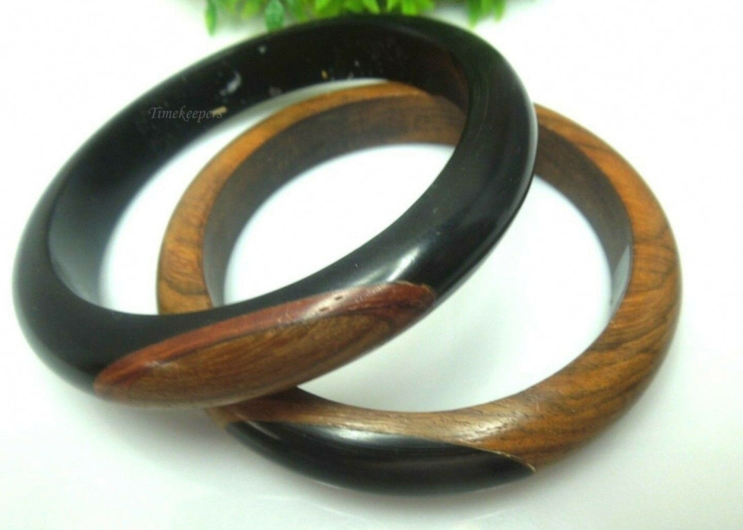 q484 2 Indian Wood Bangles iVR Mosaic Inlay Size 2.8 Inches