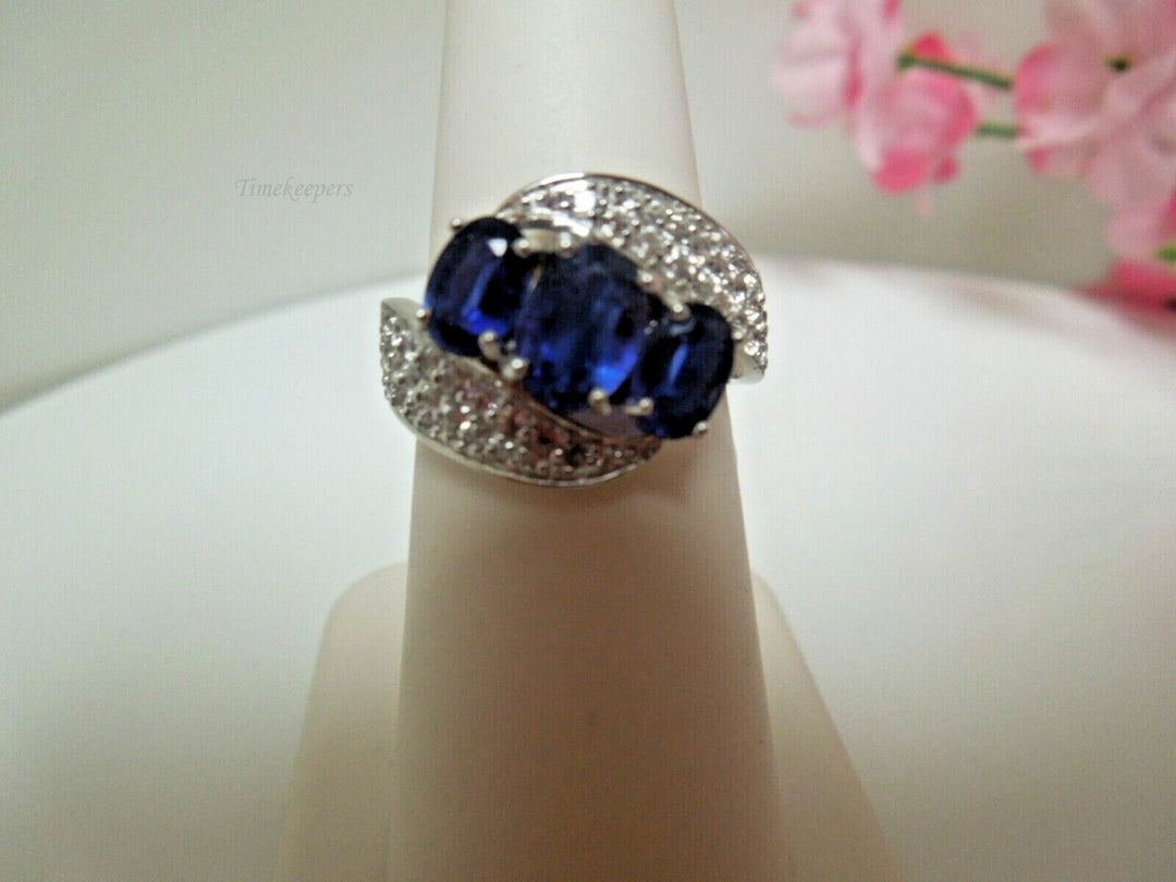 r948 Ladies White Gold Cocktail Ring Sapphire Diamond .40 cts in 10k White Gold Thailand  Ring Very Pretty Signed