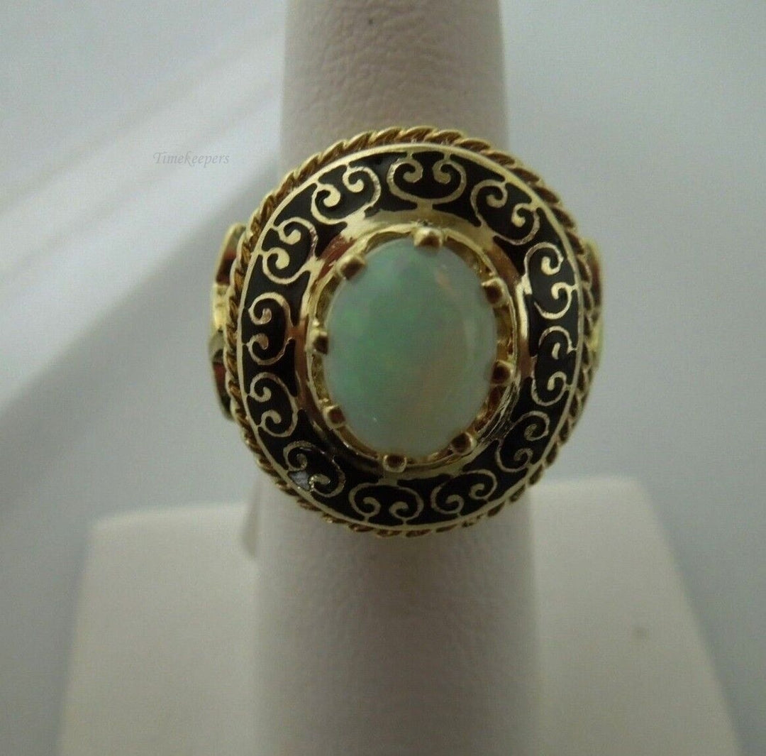 r515 14kt Yellow Gold Opal Ring Size 5 3/4" Signed 9.9g