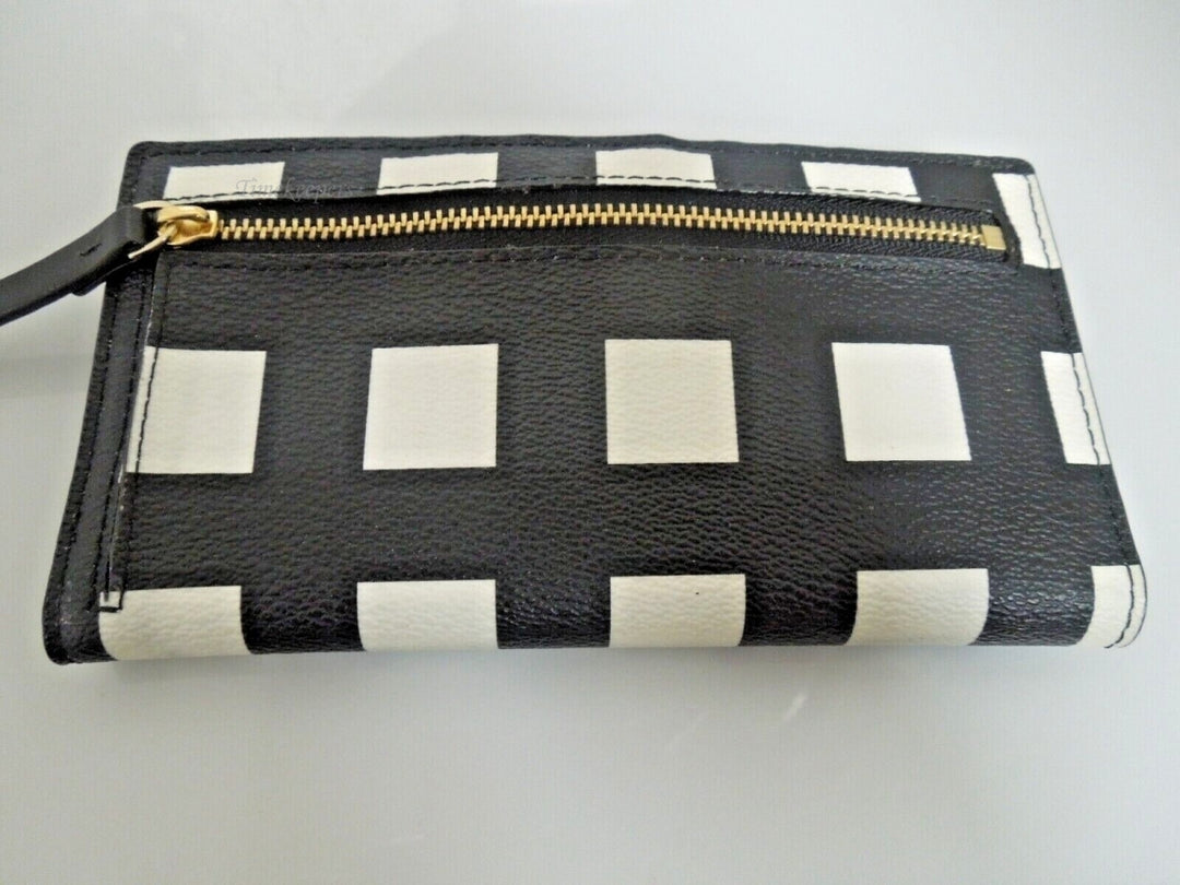 r970 Kate Spade Black White Checkered Wallet