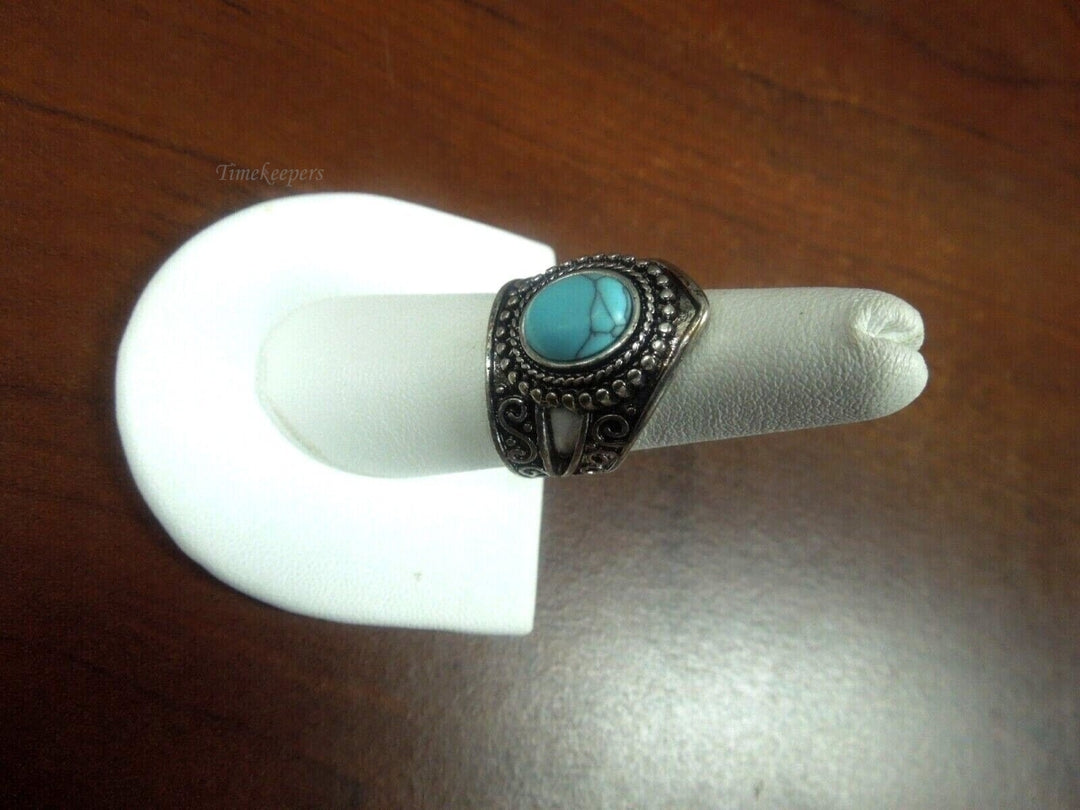 r787 Vintage Sterling Silver Navajo Turquoise Ring Size 8