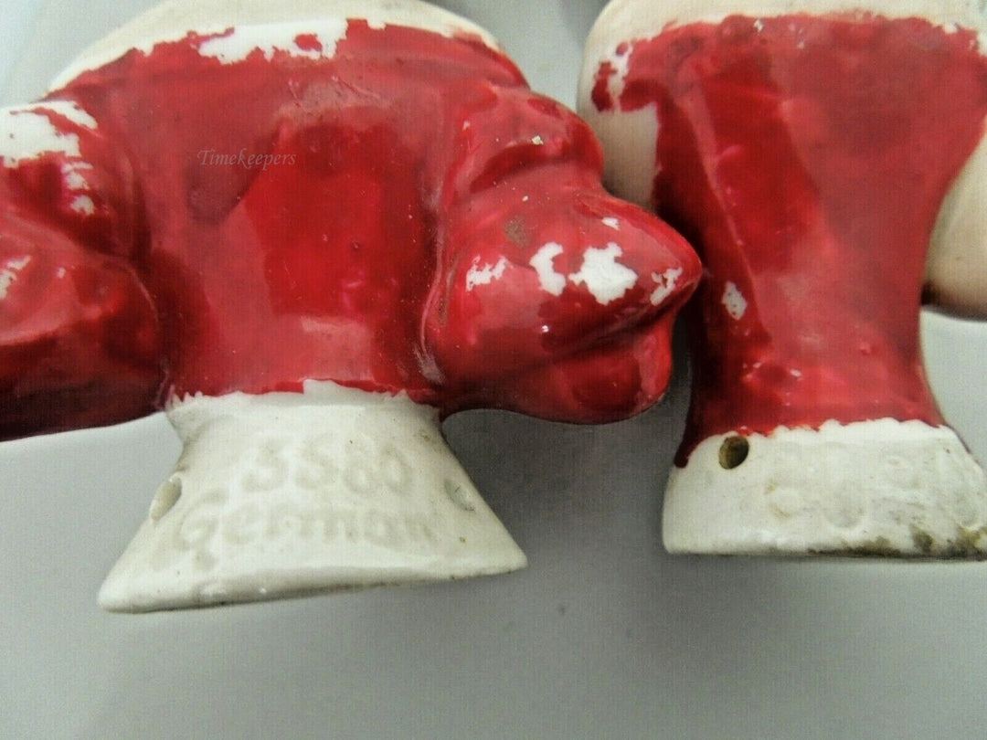 r559 Lot of 2 Half Doll White and Red Lady Woman Pin Cushion Porcelain Ceramic Vtg Old Germany