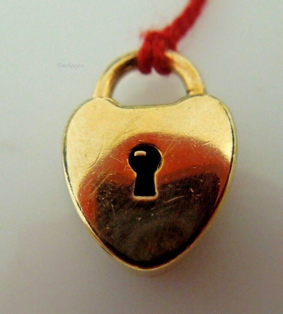 s060 Vintage 12k Gold Filled Heart Padlock Charm Pendant,2.4g