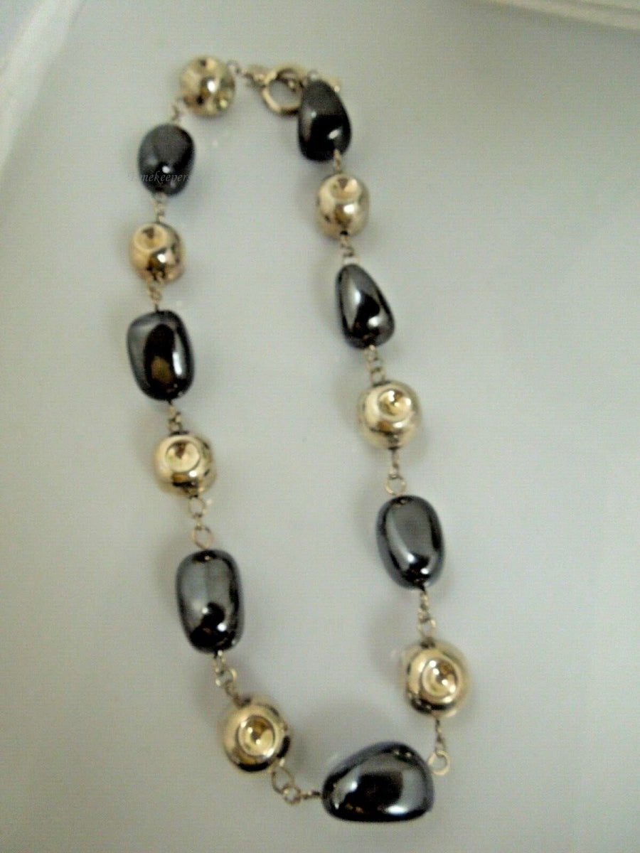 r440 Robert Lee Morris RLM STUDIO Heavy Sterling Silver Hematite Bead Necklace 20" Signed