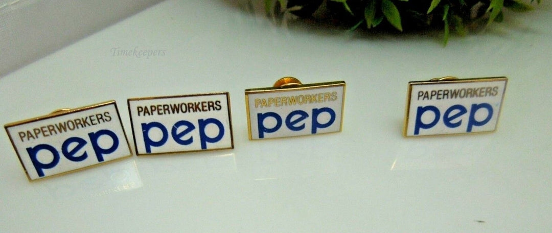 r386 Lot of 4 Paperworks PEP Advertising Badge Lapel tie pin