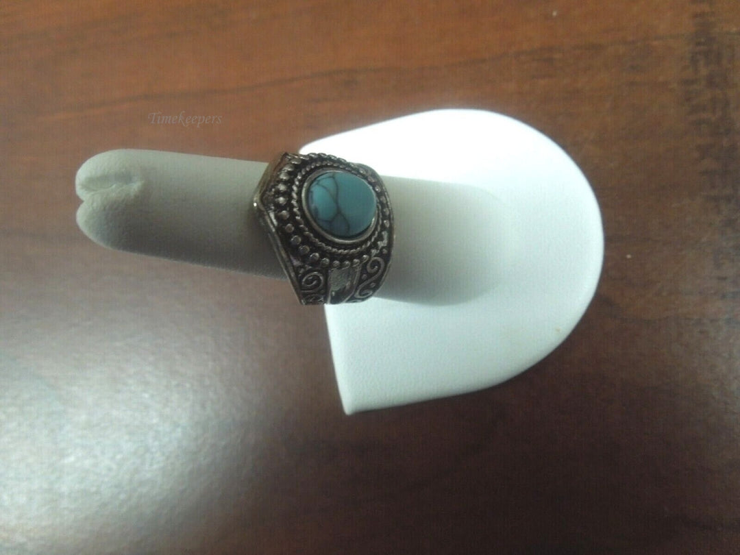 r787 Vintage Sterling Silver Navajo Turquoise Ring Size 8