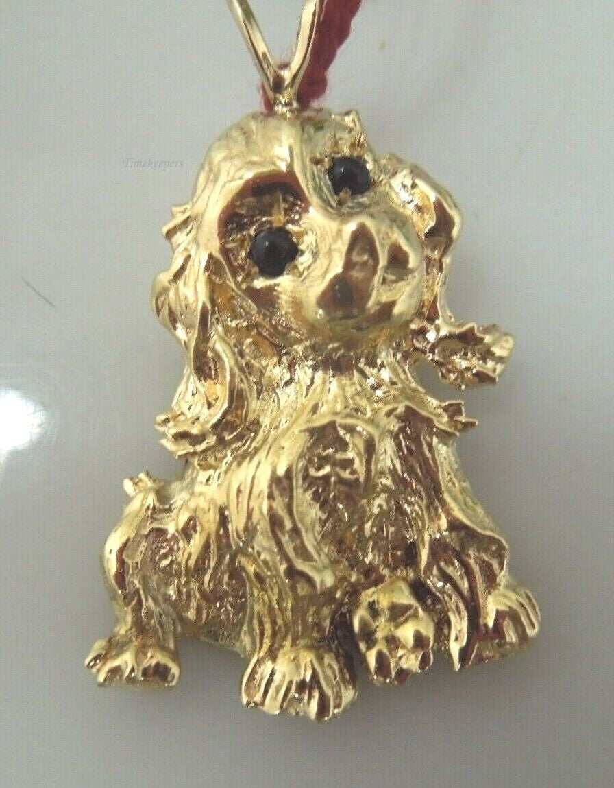 r572 14kt Yellow Gold Sapphire Cabo eyes Cute Puppy Dog Detailed Textured Pendant 11g/37mmx20mm