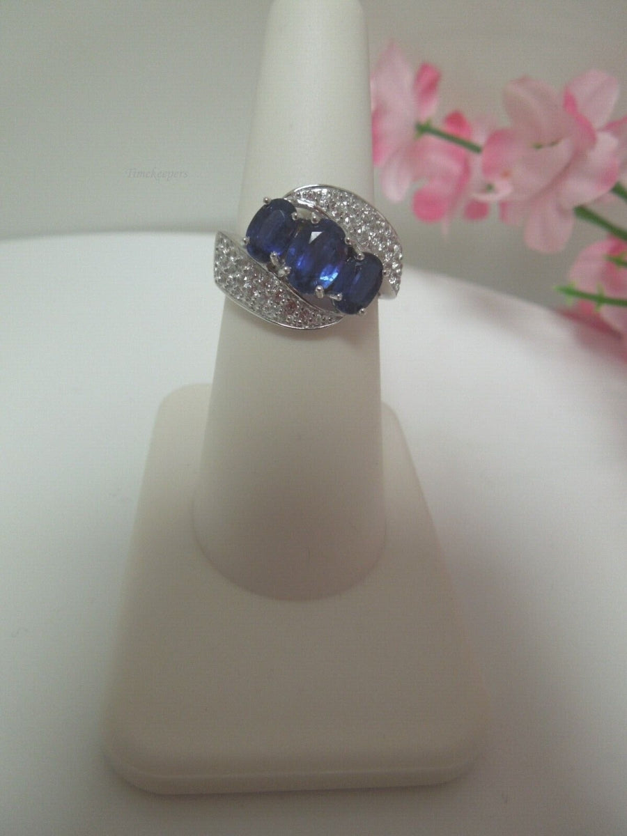 r948 Ladies White Gold Cocktail Ring Sapphire Diamond .40 cts in 10k White Gold Thailand  Ring Very Pretty Signed