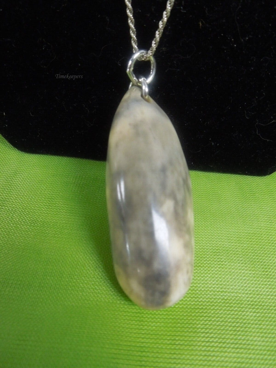 r814 Vintage Sterling Silver Gold tone Resin Synthetic Stone Pendant Necklace 18" Signed 