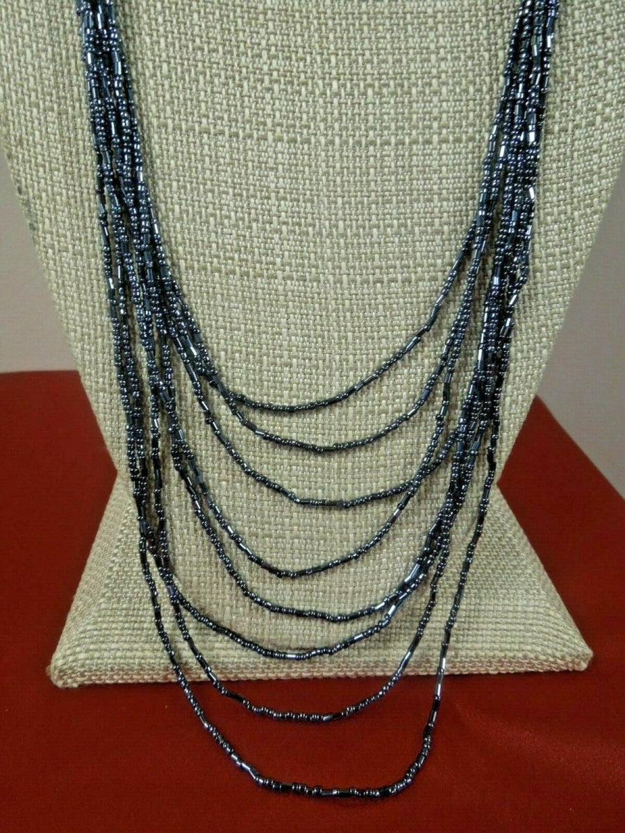 q774 Vintage Beautiful Black Spinel Beads Necklace 8 Stands