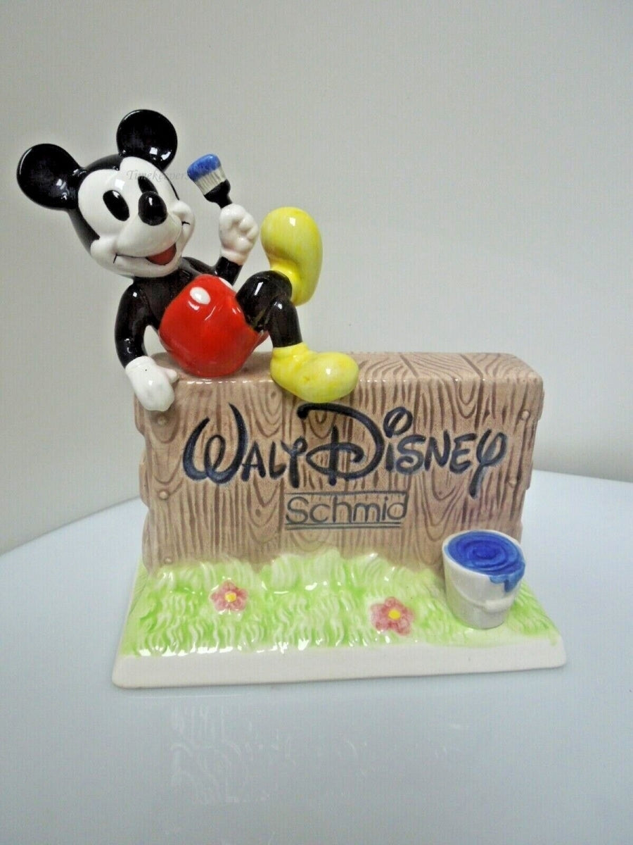 r881 Mickey Mouse Ceramic Figurine Schmid Dealer Display Sign Walt Disney Company