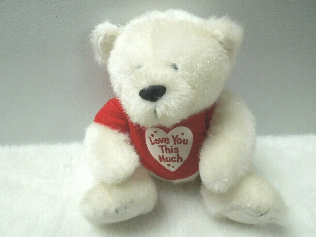 q833 Beautiful Love You This Much White Teddy Bear Lovey 9" Plush Stuffed Animal Toy