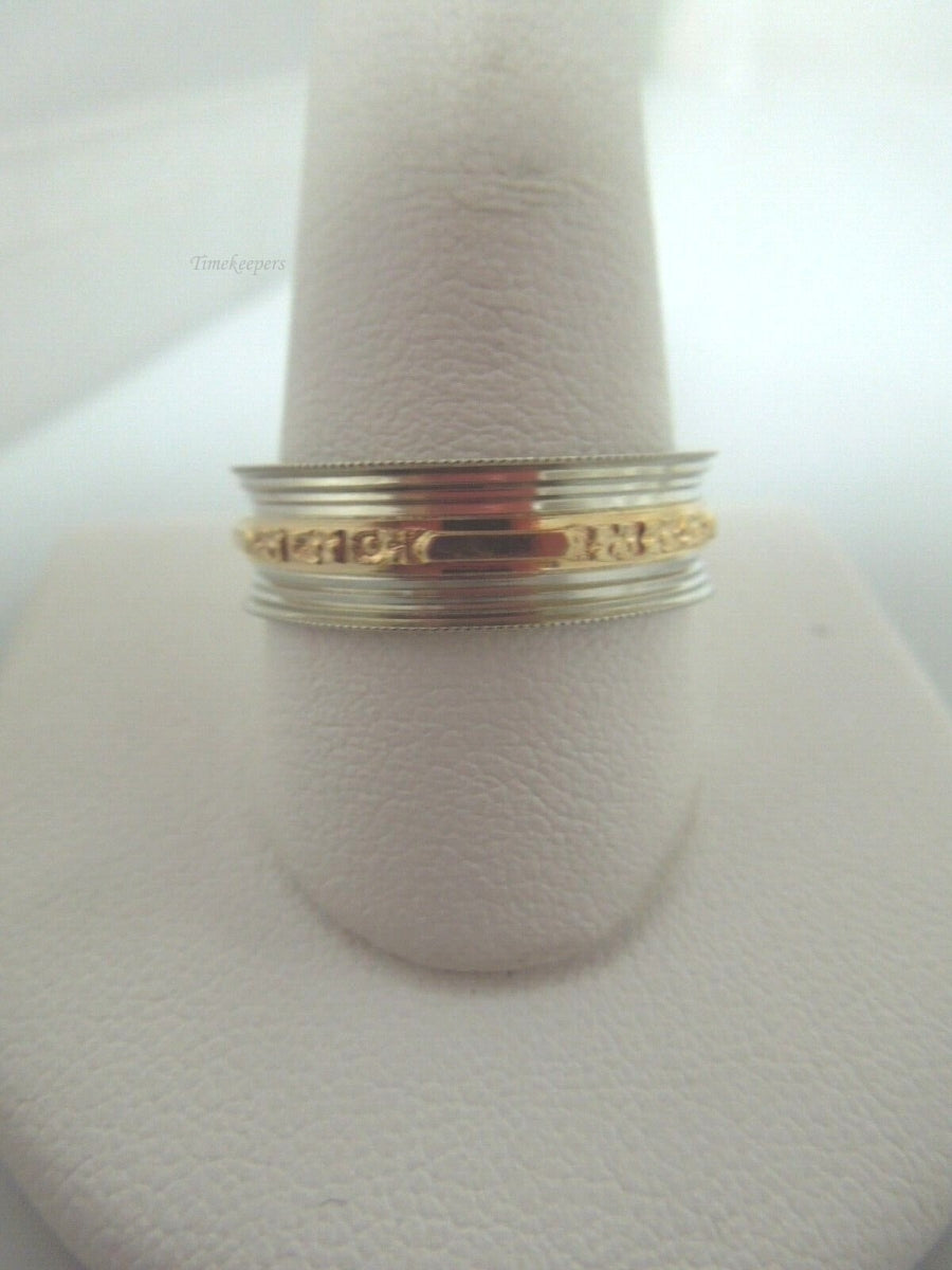 r539 14kt White Rose Gold Wedding Band 11-3/4 Signed 4.9g 6.86 mm