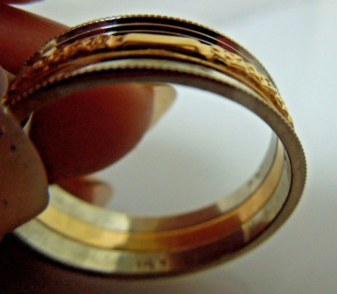 r539 14kt White Rose Gold Wedding Band 11-3/4 Signed 4.9g 6.86 mm