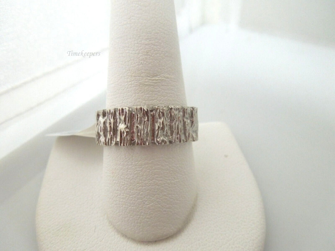 r482 (14kt) White Gold Bark Wedding Band Ring Size 10.5(USA) by ArtCarved Signed Unisex