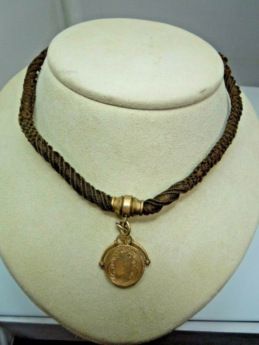 e495 Victorian Era Woven Hair Vest Pocket Watch Chain Gold Filled Findings or Choker Necklace