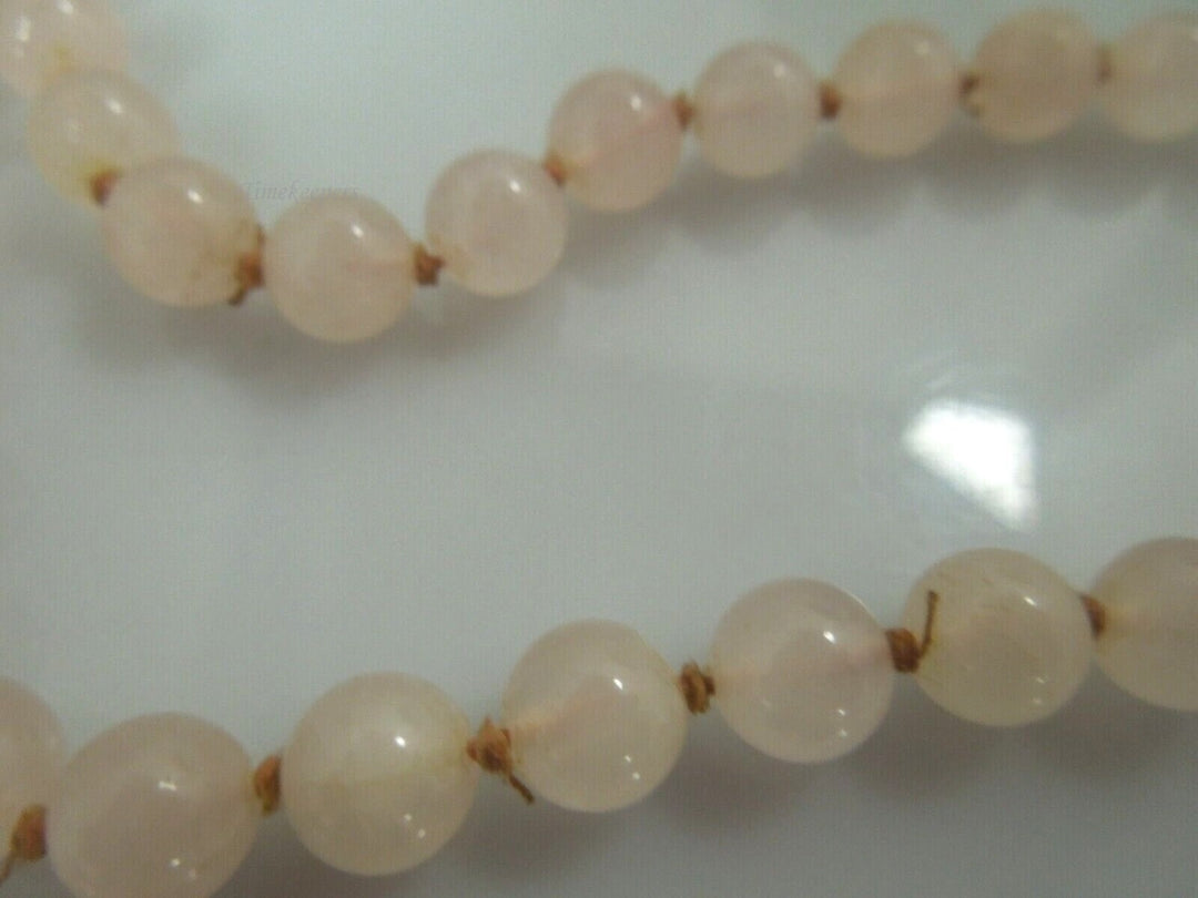 r596 Genuine Rose Quartz 8mm Beads 32" Necklace Vintage